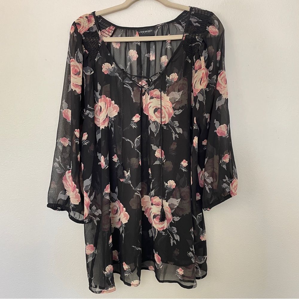 Lane Bryant Chiffon Floral Blouse